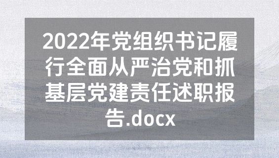 2022年党组织书记履行全面从严治党和抓基层党建责任述职报告.docx