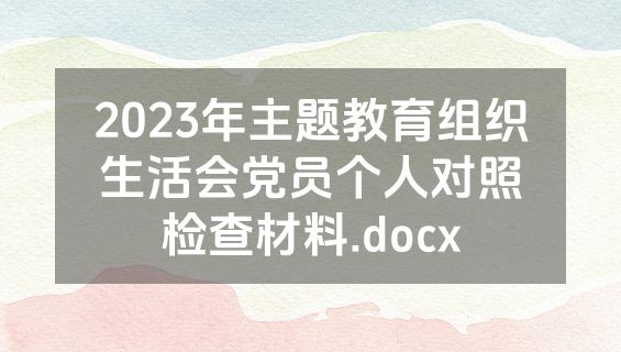 2023年主题教育组织生活会党员个人对照检查材料.docx