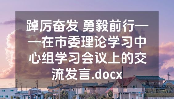 踔厉奋发 勇毅前行——在市委理论学习中心组学习会议上的交流发言.docx