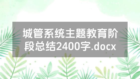 城管系统主题教育阶段总结2400字.docx