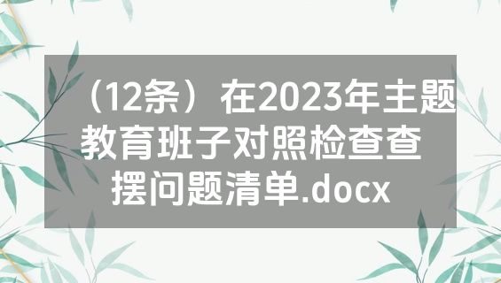 （12条）在2023年主题教育班子对照检查查摆问题清单.docx