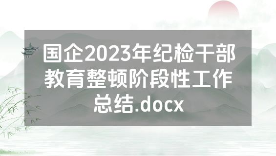 国企2023年纪检干部教育整顿阶段性工作总结.docx