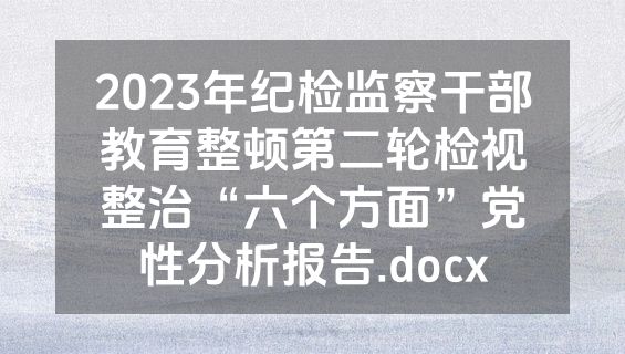2023年纪检监察干部教育整顿第二轮检视整治“六个方面”党性分析报告.docx