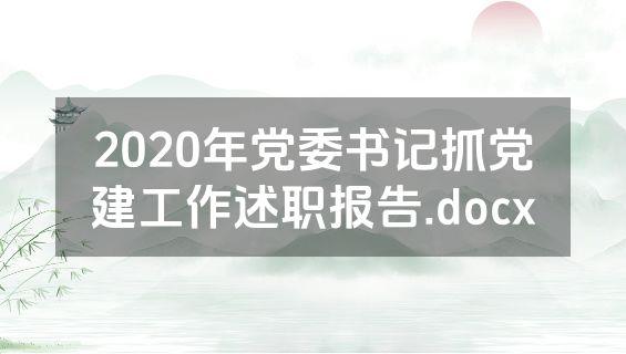 2020年党委书记抓党建工作述职报告.docx