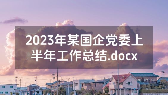 2023年某国企党委上半年工作总结.docx