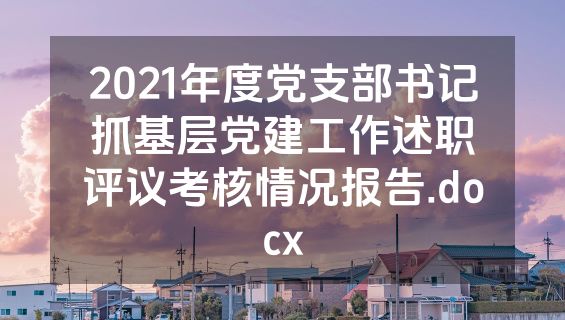 2021年度党支部书记抓基层党建工作述职评议考核情况报告.docx