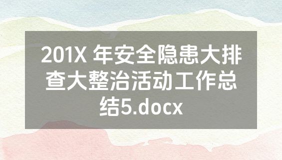 201X 年安全隐患大排查大整治活动工作总结5.docx