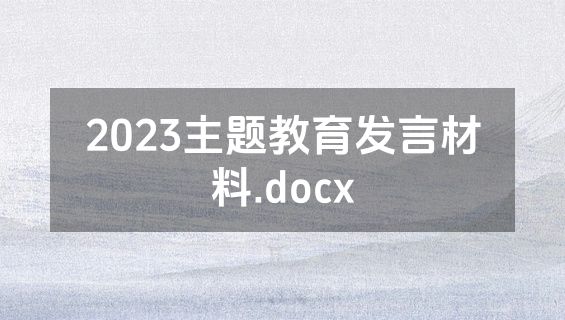 2023主题教育发言材料.docx
