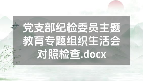 党支部纪检委员主题教育专题组织生活会对照检查.docx