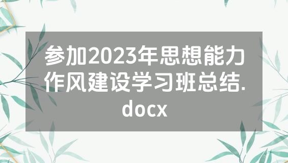 参加2023年思想能力作风建设学习班总结.docx