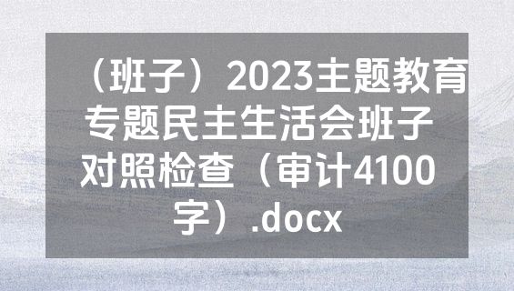 （班子）2023主题教育专题民主生活会班子对照检查（审计4100字）.docx