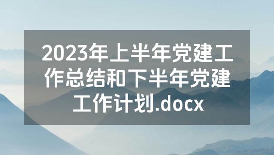 2023年上半年党建工作总结和下半年党建工作计划.docx
