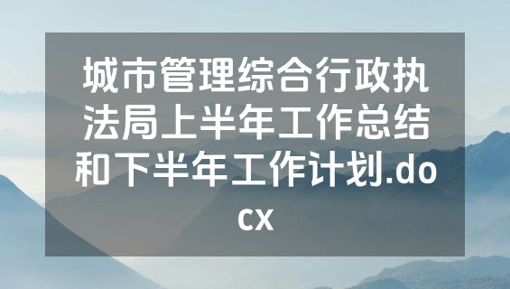 城市管理综合行政执法局上半年工作总结和下半年工作计划.docx