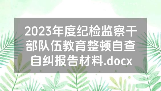 2023年度纪检监察干部队伍教育整顿自查自纠报告材料.docx