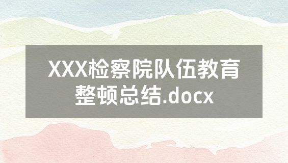 XXX检察院队伍教育整顿总结.docx