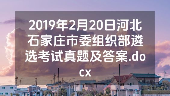 2019年2月20日河北石家庄市委组织部遴选考试真题及答案.docx