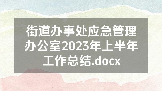 街道办事处应急管理办公室2023年上半年工作总结.docx