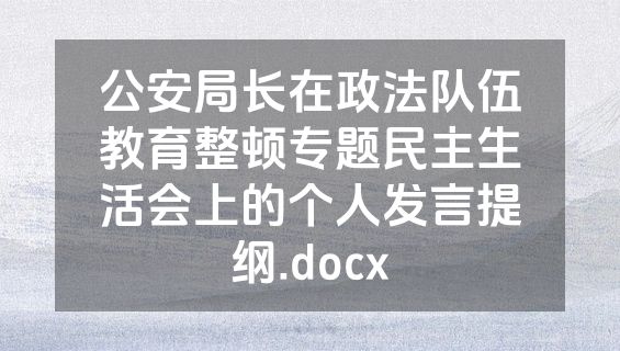 公安局长在政法队伍教育整顿专题民主生活会上的个人发言提纲.docx