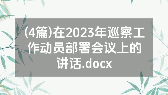 (4篇)在2023年巡察工作动员部署会议上的讲话.docx