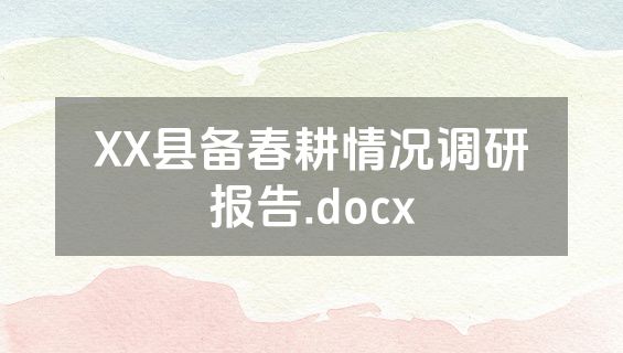 XX县备春耕情况调研报告.docx