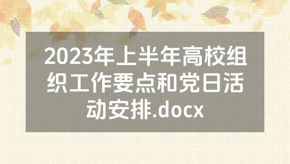 2023年上半年高校组织工作要点和党日活动安排.docx