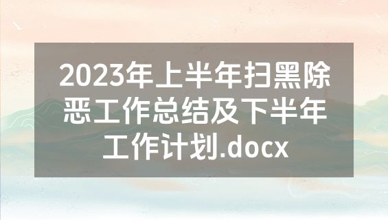 2023年上半年扫黑除恶工作总结及下半年工作计划.docx