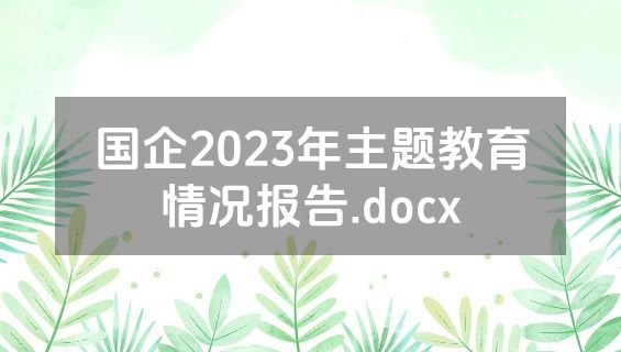 国企2023年主题教育情况报告.docx