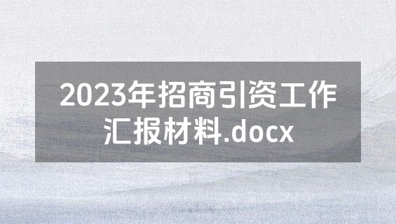 2023年招商引资工作汇报材料.docx
