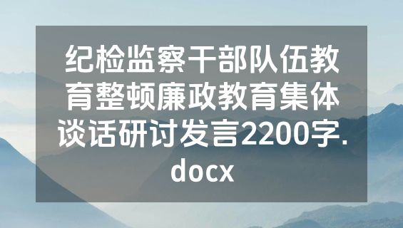 纪检监察干部队伍教育整顿廉政教育集体谈话研讨发言2200字.docx