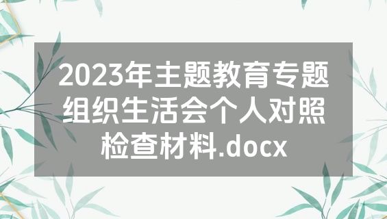 2023年主题教育专题组织生活会个人对照检查材料.docx