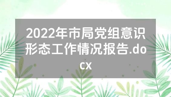 2022年市局党组意识形态工作情况报告.docx