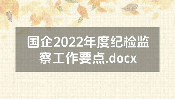 国企2022年度纪检监察工作要点.docx