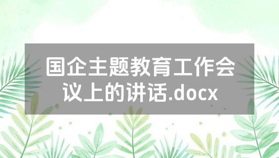 国企主题教育工作会议上的讲话.docx