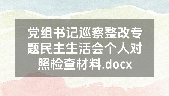 党组书记巡察整改专题民主生活会个人对照检查材料.docx