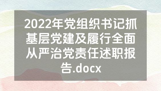 2022年党组织书记抓基层党建及履行全面从严治党责任述职报告.docx