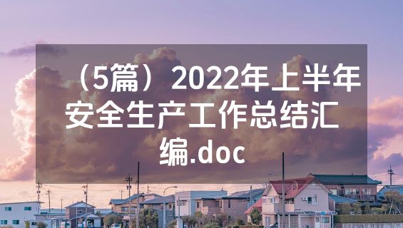 （5篇）2022年上半年安全生产工作总结汇编.doc