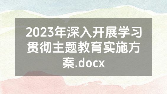 2023年深入开展学习贯彻主题教育实施方案.docx