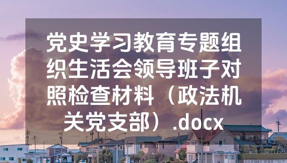 党史学习教育专题组织生活会领导班子对照检查材料（政法机关党支部）.docx