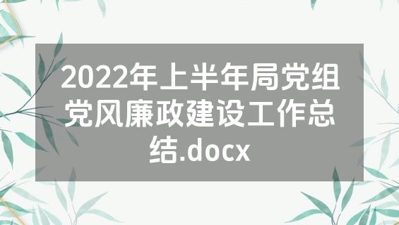 2022年上半年局党组党风廉政建设工作总结.docx