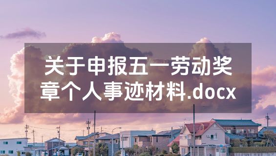 关于申报五一劳动奖章个人事迹材料.docx