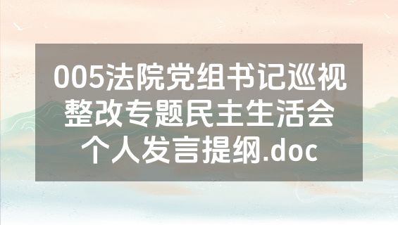 005法院党组书记巡视整改专题民主生活会个人发言提纲.doc