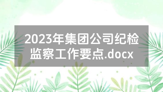 2023年集团公司纪检监察工作要点.docx