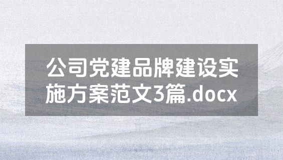 公司党建品牌建设实施方案范文3篇.docx