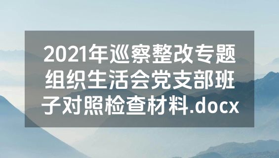 2021年巡察整改专题组织生活会党支部班子对照检查材料.docx