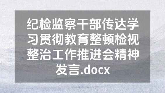 纪检监察干部传达学习贯彻教育整顿检视整治工作推进会精神发言.docx
