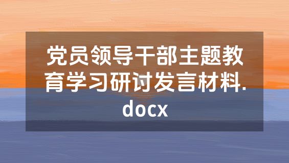 党员领导干部主题教育学习研讨发言材料.docx