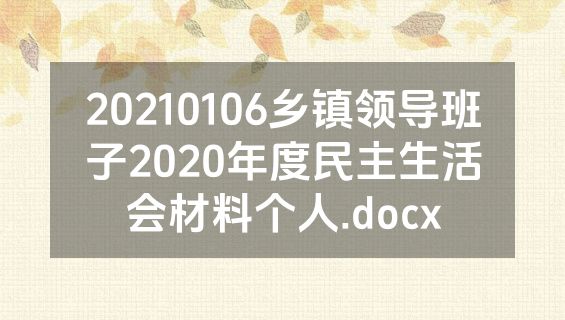 20210106乡镇领导班子2020年度民主生活会材料个人.docx