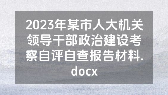 2023年某市人大机关领导干部政治建设考察自评自查报告材料.docx