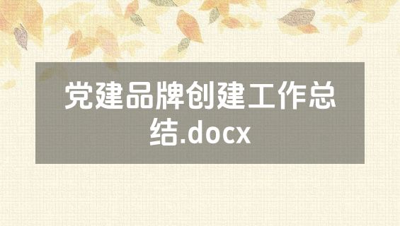 党建品牌创建工作总结.docx