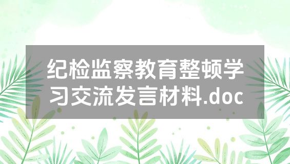 纪检监察教育整顿学习交流发言材料.doc